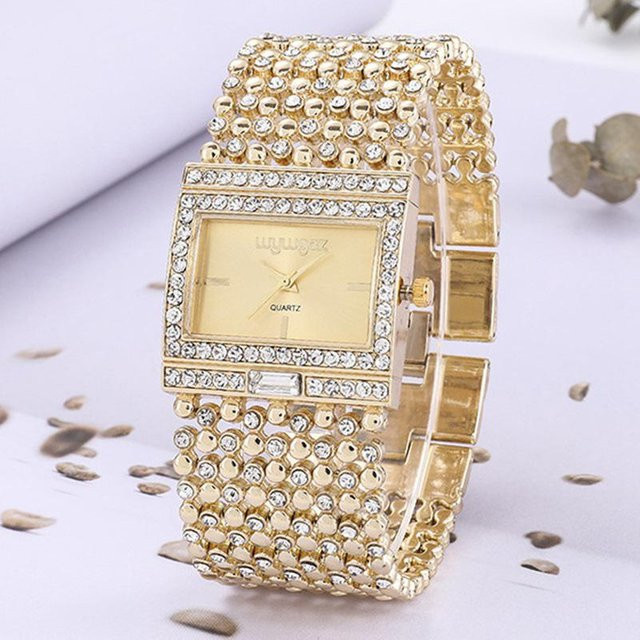 Global Finds Armbanduhr Quarz, eckig, Gold, Damen - Bild 1