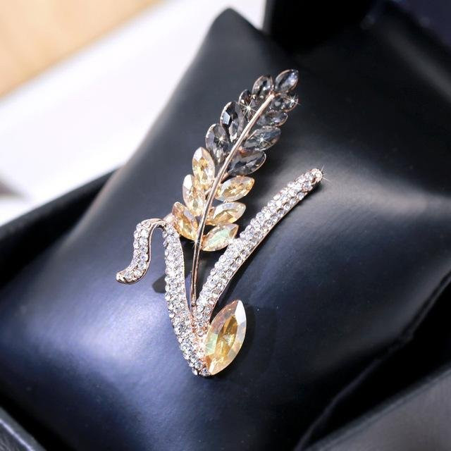 YIRAN Jewelry Brosche Weizenähren, Zinklegierung, Kristall, Damen, Bunt - Bild 1