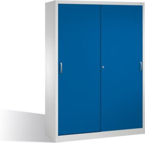 C + P Werkzeugschrank Acurado mit Schiebetüren aus Stahl, Farbe: Front Enzianblau, Korpus Lichtgrau, H x B x T: 195 x 160 x 50 cm - Bild 1