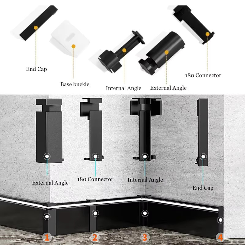 Khelse LED Aluminium Profil mit PC-Abdeckung für Hintergrundbeleuchtung, Schwarz, Länge: 1 m, Höhe: 78 mm - Bild 3