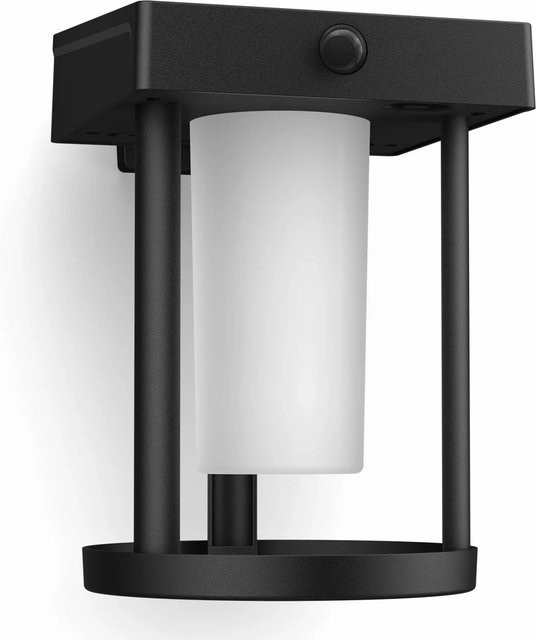 Philips Camill Solar-Außenwandleuchte mit Bewegungsmelder, LED, Rund, Schwarz, Warmweiß 3.000 K - Bild 1