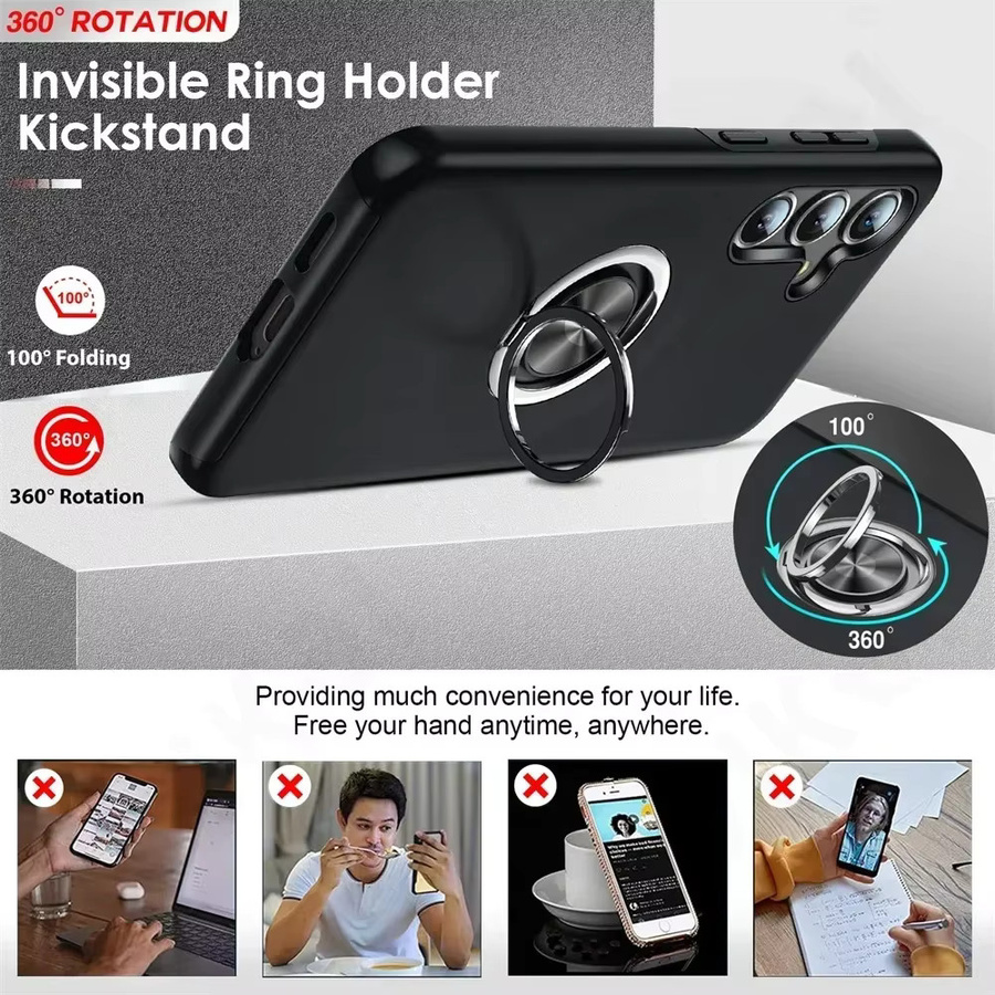 Stoßfeste Armor Bumper Handyhülle für Samsung Galaxy S26 S25 Ultra Plus A57 A37 A56 A36 A17 aus Hartschalen-PC und Silikon mit Metallring in Schwarz oder Grün - Bild 2