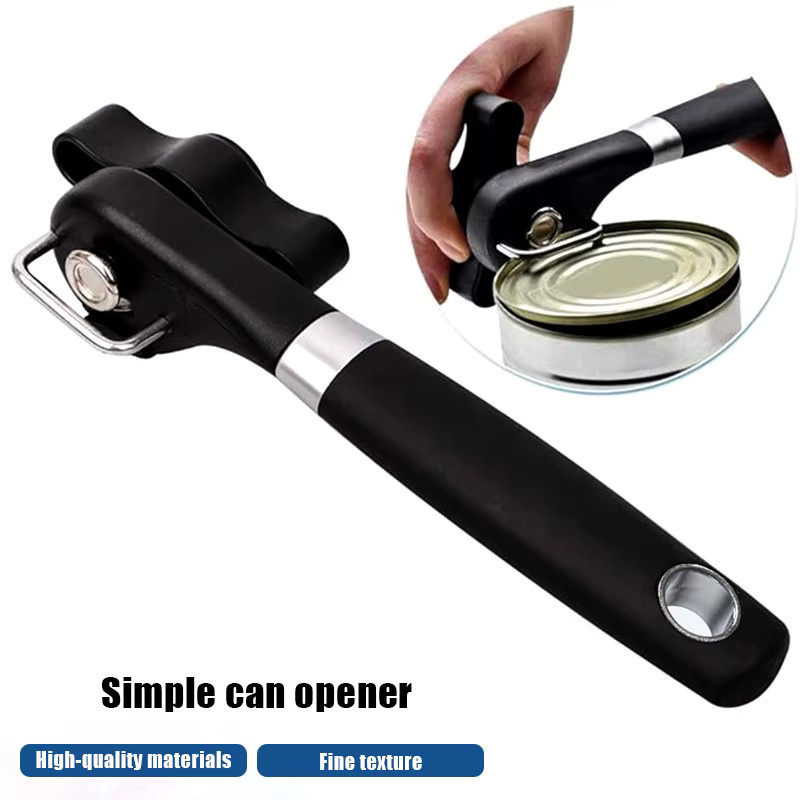 CHENJ Edelstahl Dosenöffner manueller Sicherheits-Dosenöffner in Silber und Schwarz mit Griff - Bild 2