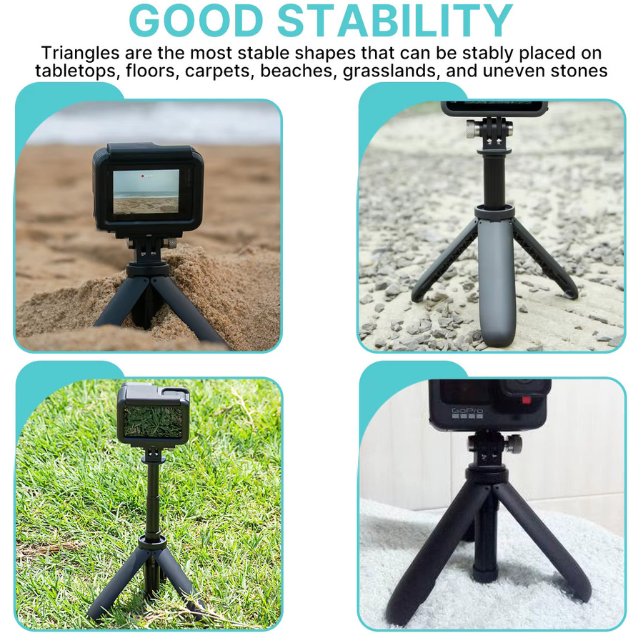 Faltbares Stativ-Set für GoPro und Action-Kameras, tragbares Einbeinstativ und Vlog-Zubehör für GoPro Hero Black und Osmo Action - Bild 2