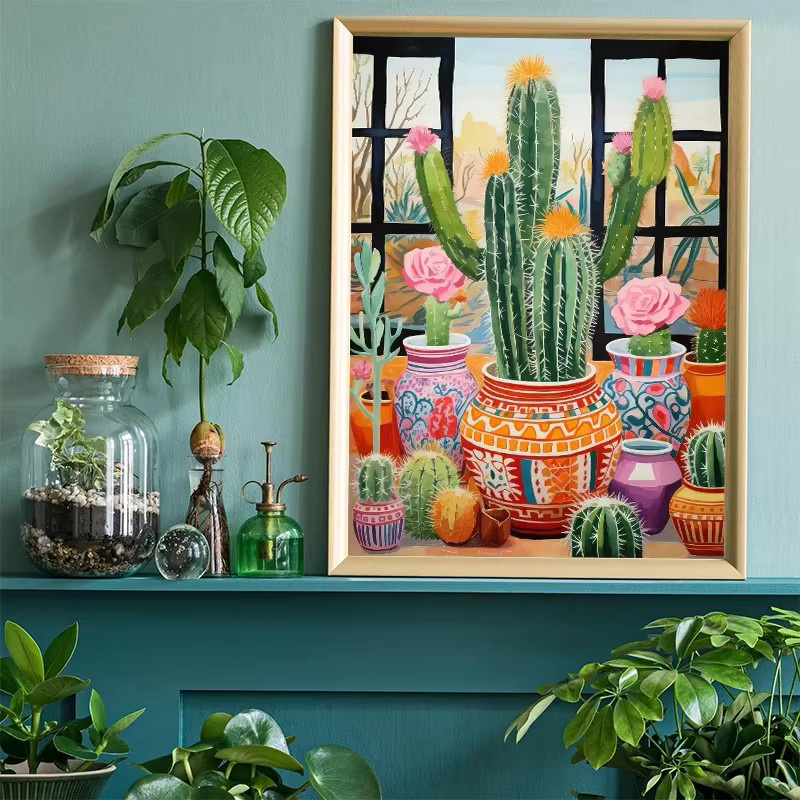 Potdemiel Vintage Mexikanische Kaktus Blume Botanische Kunst Leinwand Wandbild Multicolour - Bild 3