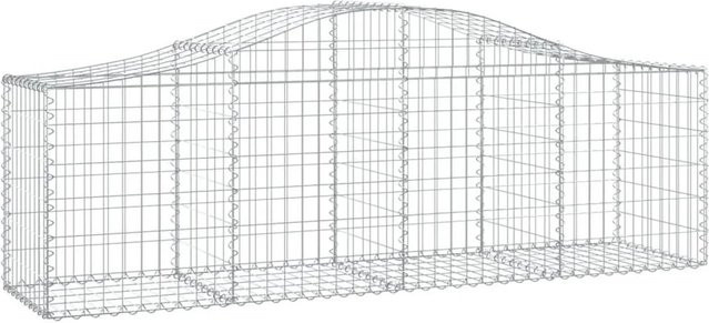 vidaXL Gabionen mit Hochbogen Set 8 Stück aus verzinktem Eisen in Silber, B/H: 200 x 50 x 60/80 cm - Bild 1