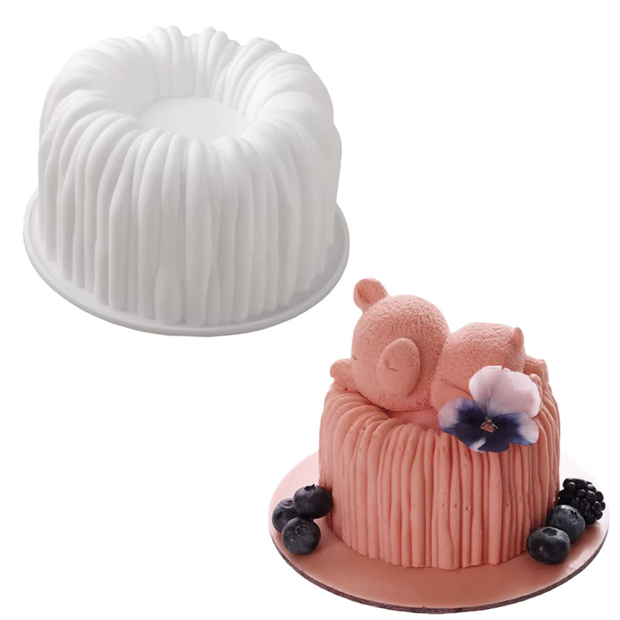 SHENHONG Silikon-Kuchenform für Mousse-Kuchen mit Spulenstruktur-Design, rund, Durchmesser: 10,2 cm, Farben: Weiß oder Schwarz - Bild 2