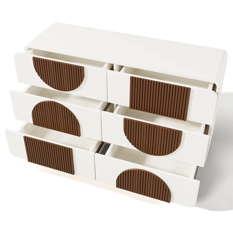 KOMHTOM Sideboard Kommode mit 6 Schubladen in Weiß, modernes Design mit Soft-Close-Funktion und Kippsicherung - Bild 2