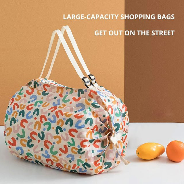 Faltbare und wasserdichte Einkaufstasche in Braun und Multicolour, tragbare Stofftasche mit großer Kapazität für Reisen und Lagerung - Bild 1