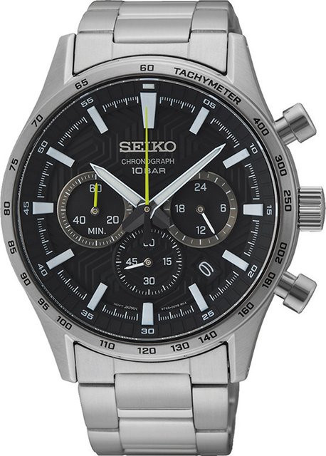 Seiko Chronograph, Quarz, Edelstahl, Schwarz, Saphirglas, 43 mm, Herren - Bild 1