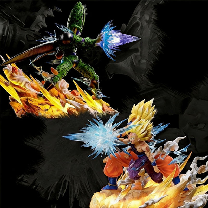 Dragon Ball Cell und Goku Actionfigur aus PVC, mehrfarbiges Sammlerstück als Desktop-Ornament, Höhe: 14 cm - Bild 1