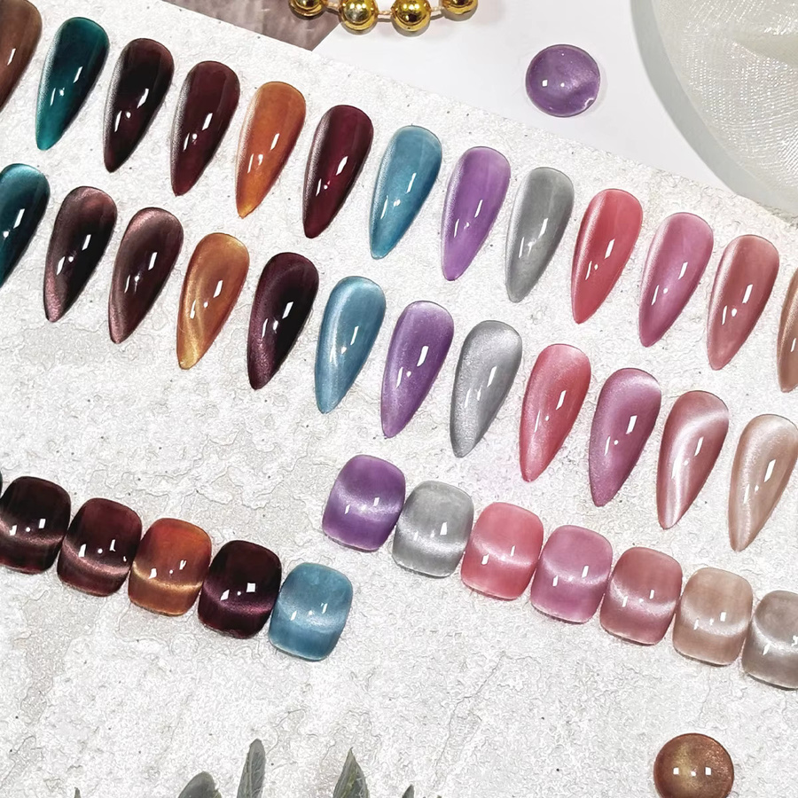 Groillim Katzenaugen-Gel-Nagellack-Set, 6 Farben, Himmelblau, Glänzend - Bild 4