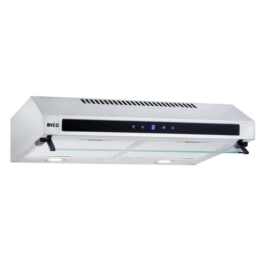 NEG Edelstahl Unterbau Dunstabzugshaube NEG15-DCST+ mit Doppelmotor, Glasfront und Sensor-Touch, Silber - Bild 2