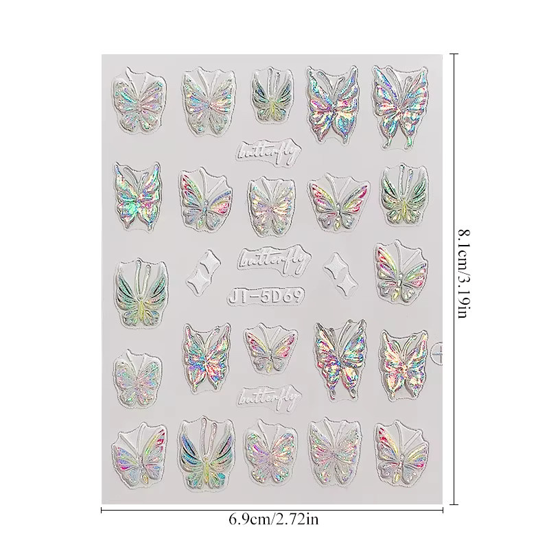 KANIU Nagelaufkleber Schmetterling, Rosa-Lila, Glänzend - Bild 3
