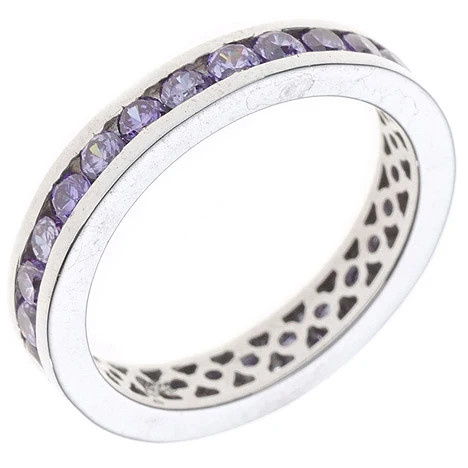 Colfem Ring 925 Sterling Silber, rhodiniert, Zirkonia lila violett, Damen, Größe 62 - Bild 1