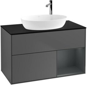 V&B Waschtischunterschrank Finion 100 in Anthrazit lackiert, B/T/H: 100 x 50,1 x 50,1 cm - Bild 1