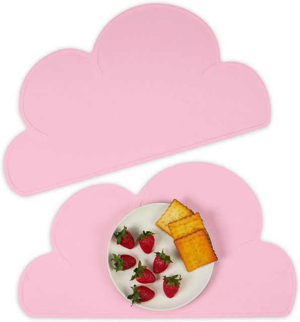 Relaxdays Platzdeckchen aus Silikon für Kinder in Rosa, 2er Set, rutschfest und spülmaschinengeeignet, B/T/H: 47,5 x 26,5 x 0,2 cm - Bild 1