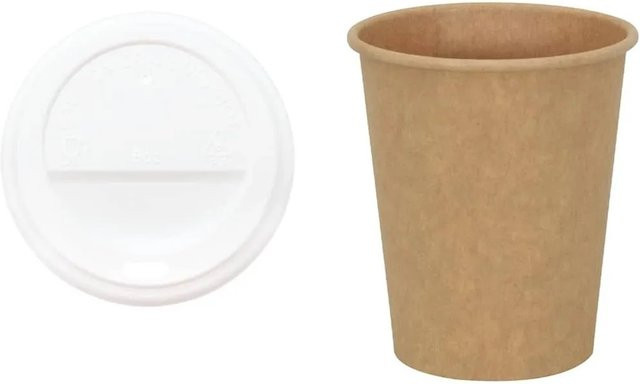 DELUKE Einweg Pappbecher mit Deckel Braun 200ml 1000 Stück - Bild 1