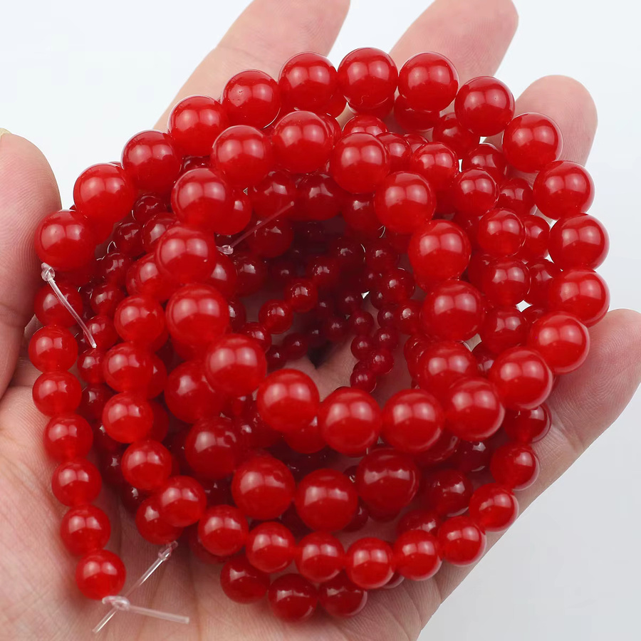 JHNBY Spacer Perlen, Roter Chalcedon Jaspis, Rund, Unisex - Bild 5
