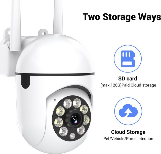 Ease Life Y108 Drahtlose WLAN-Überwachungskamera für Innen und Außen mit 1080P HD, Farbnachtsicht, 2-Wege-Audio und 360 Grad Rotation in Schwarz - Bild 1