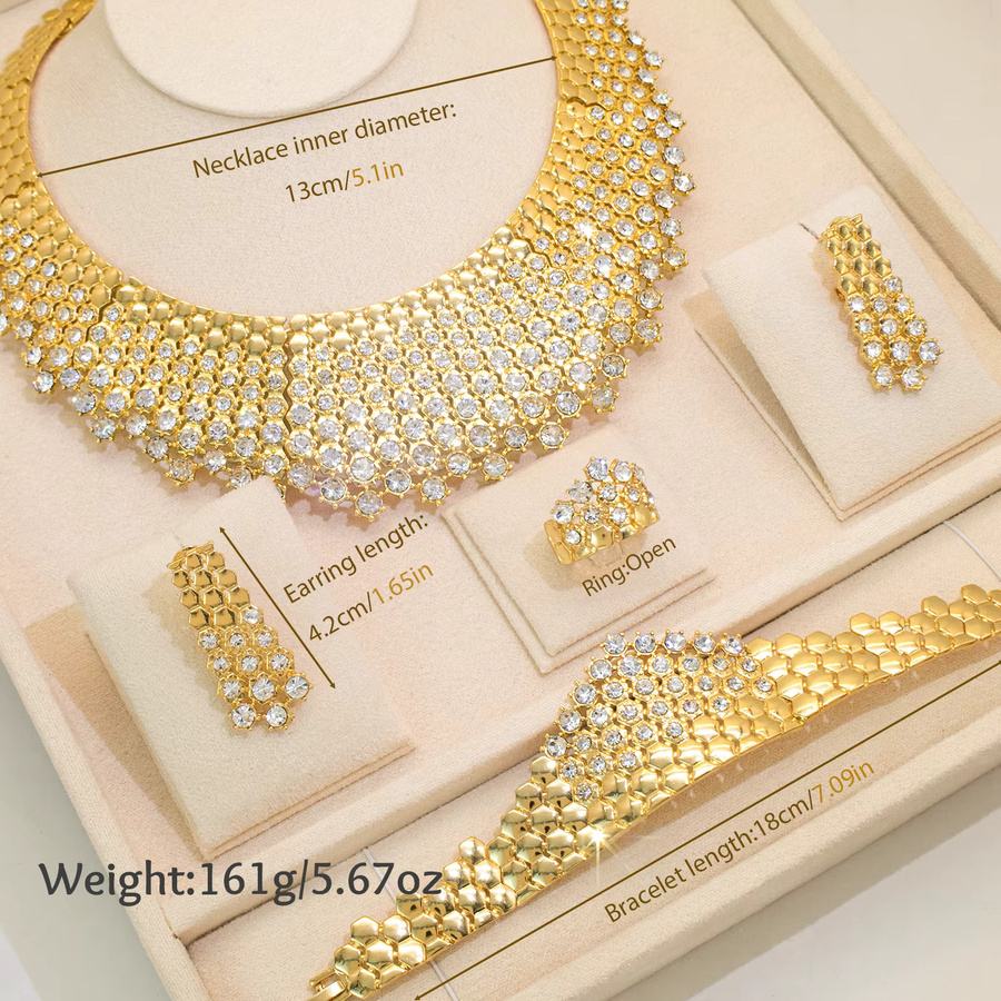 GZJPEI Schmuckset, Messing, Gold, Zirkonia, Damen - Bild 2