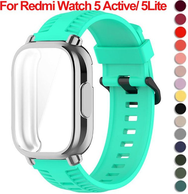CAOWTAN Uhrenarmband und Displayschutzfolie, Silikon, turquoise, Redmi Watch 5Active/5Lite, Unisex - Bild 1