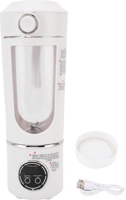 Tragbarer Mixer OutsideWorld mit 12 Klingen, wiederaufladbarer Mini-Entsafterbecher für Fitness und Zuhause, Weiß, 700 ml - Bild 1