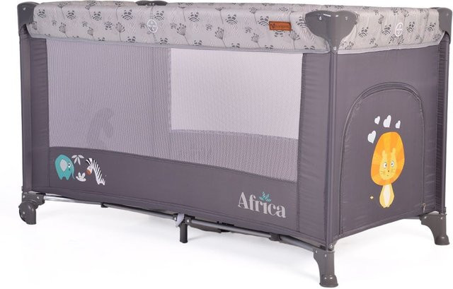 Cangaroo Reisebett Africa Laufstall mit Seiteneingang, Matratze und Sichtfenster in Grau - Bild 1