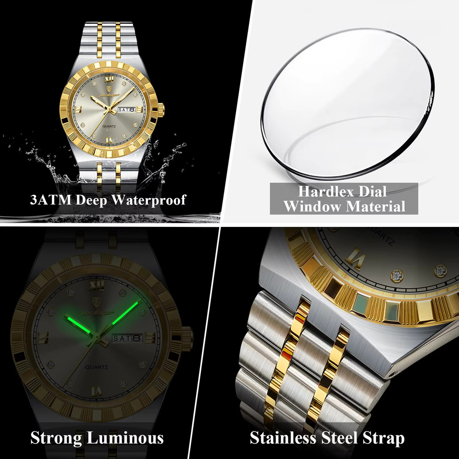 POEDAGAR Armbanduhr Quarz, Edelstahl, Herren - Bild 4