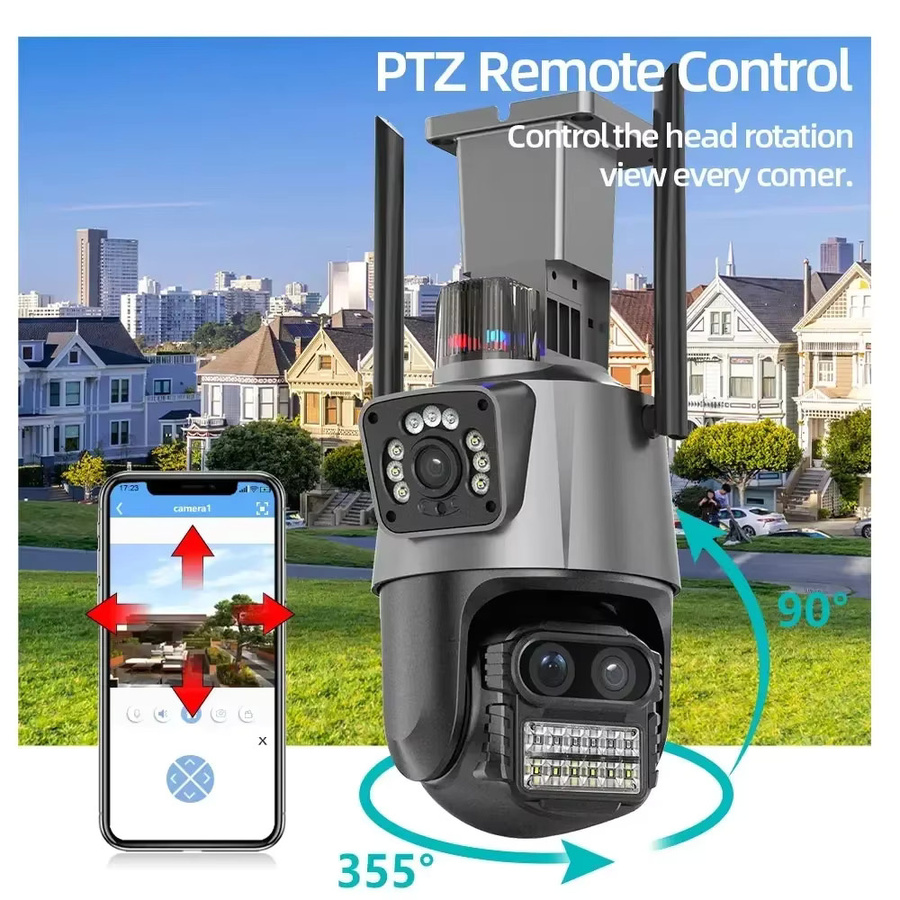 NINIVISION 12MP PTZ IP Kamera mit 8X Zoom, Drei-Objektiv Dual Screen, Auto Tracking und Wifi für Smart Home Outdoor Überwachung via ICsee - Bild 4