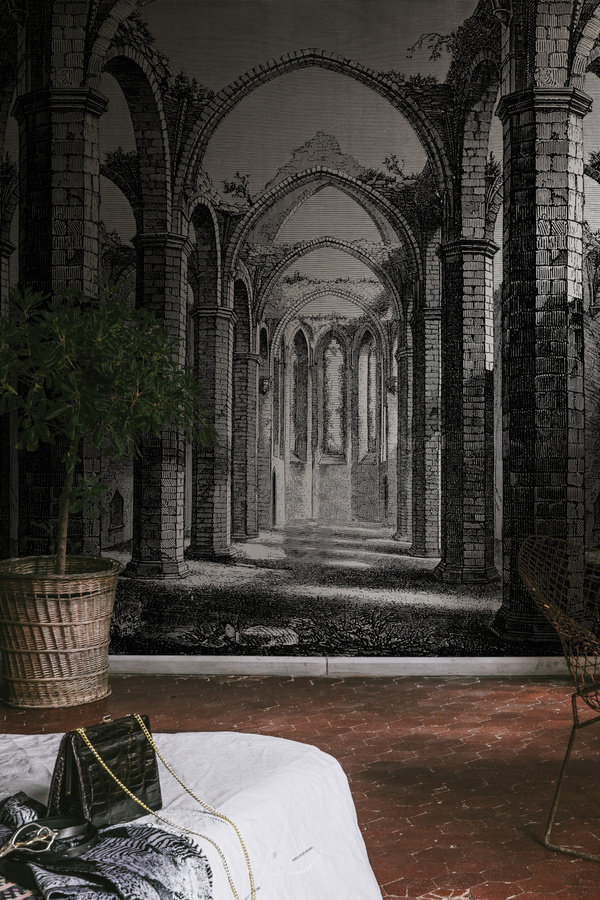 Rebel Walls Wandtattoo Gothic Arches im Vintage-Stil in Schwarz und Grau - Bild 1