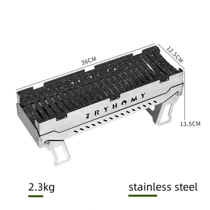 SmiloDon IGT Camping Grillherd aus Edelstahl in Silber, Tischgrill für Outdoor und Camping, B/T/H: 36,0 x 13,5 x 12,5 cm - Bild 4