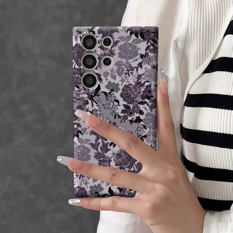 Glänzende Lavendel-Blumen-Mosaik Handyhülle für Samsung Galaxy S25 Ultra, S24 und S23 Ultra Plus in Lila - Bild 2