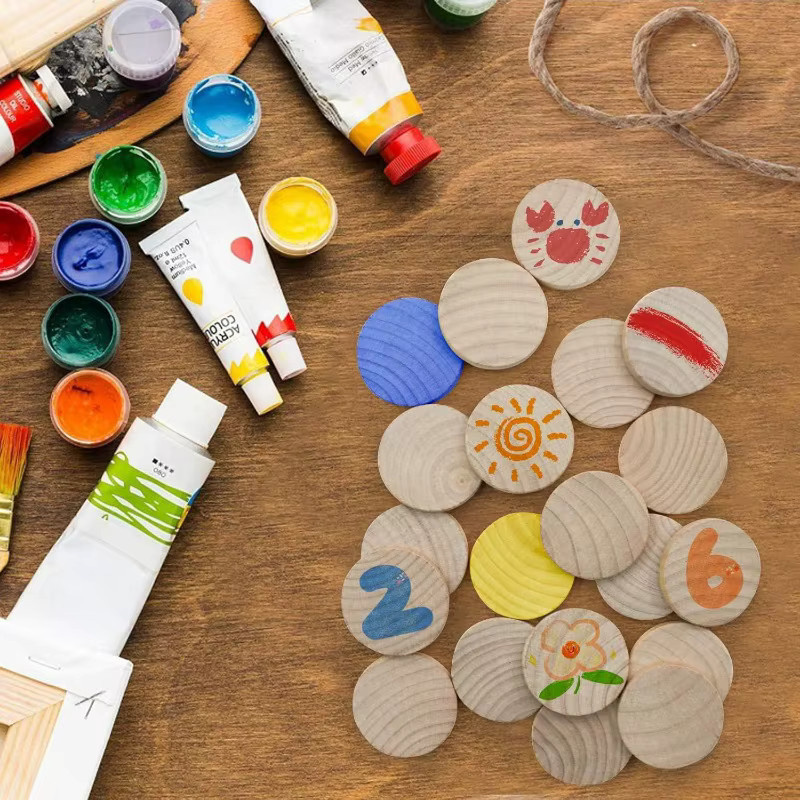 Runde Holzmünzen aus Naturholz für Kunstbedarf, Durchmesser: 2,5 cm - Bild 2
