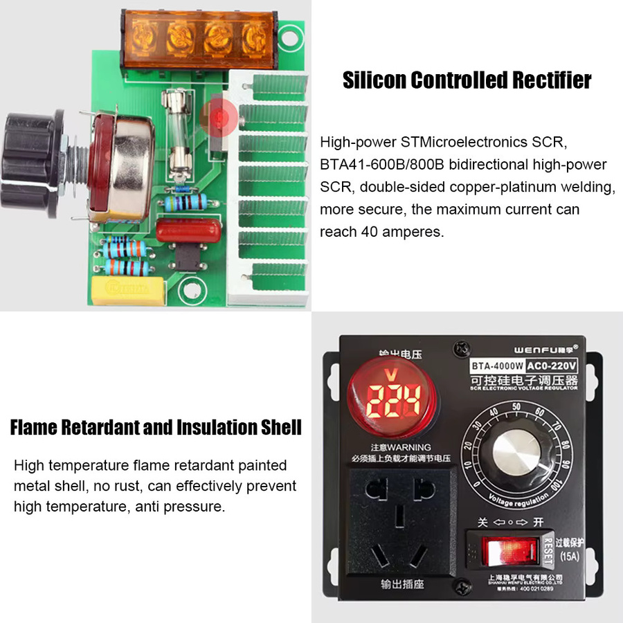 Silicon Electronics Hochleistungs-Spannungsregler mit variabler Spannung für AC 220V bis 4000W - Bild 5