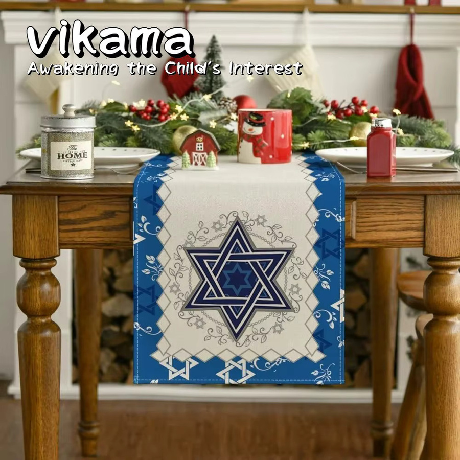 VIKAMA Tischläufer mit Fünfzackigem Stern-Tarot-Kartenabdruck, schmutzabweisend und pflegeleicht, B/T/H: 90,0 x 33,0 x 33,0 cm - Bild 3