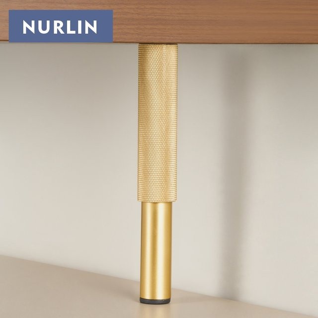 Nurlin Möbelschrankfuß aus Messing mit Rändelschnittmuster, höhenverstellbar, Schwarzgold matt - Bild 1