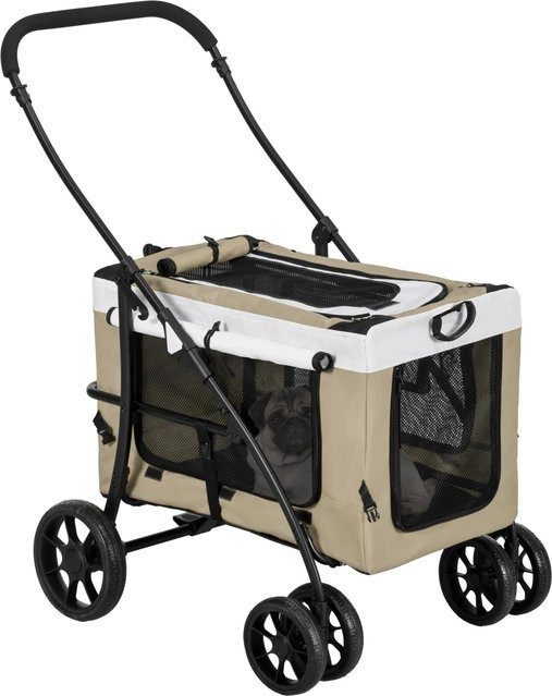 PawHut Hundewagen aus Stahl und Oxford-Gewebe in Khaki, B: 58 cm, T: 81 cm, H: 97,5 cm - Bild 1