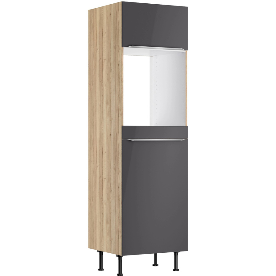 Optifit Küchen-Hochschrank Linus984 für Backofen und Kühlschrank, Anthrazit-WildEiche, Breite: 60 cm - Bild 2