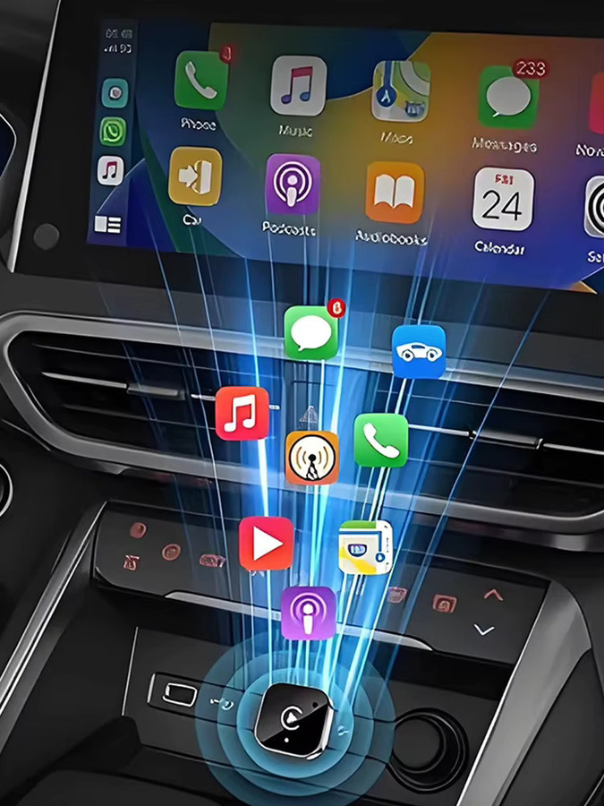 VIKEFON Kabelloser CarPlay und Android Auto Adapter, universeller Plug-and-Play USB-Dongle in Schwarz - Bild 7