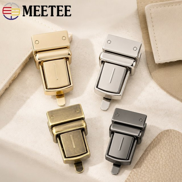 Meetee Metall-Taschenverschlüsse Set in Schwarz, 2/4 Stück Drehverschlüsse für Handtaschen und Geldbörsen, DIY Hardware Ersatzteile, B: 22 mm, H: 38 mm - Bild 1
