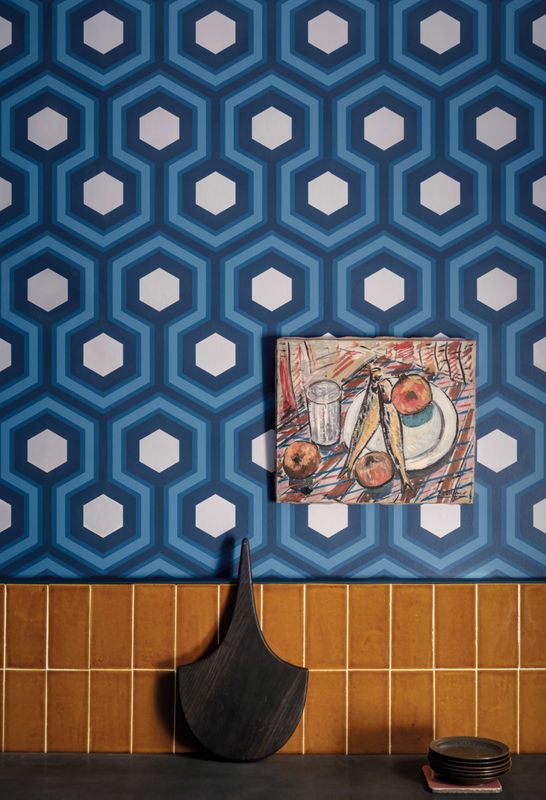 Cole & Son Tapete Hicks' Grand Blue in Blau und Türkis, Vlies-Tapete mit abstraktem geometrischem Design - Bild 2