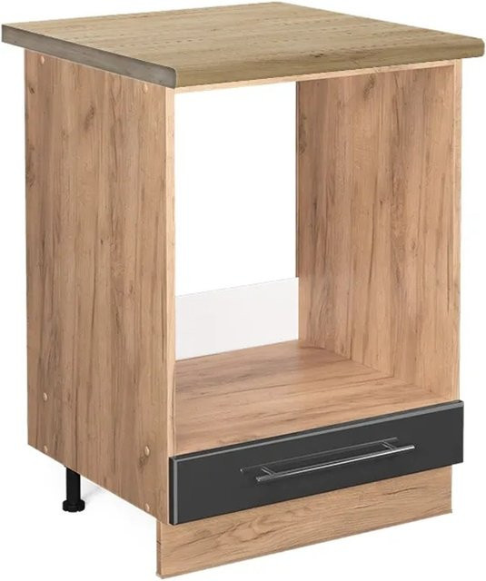 Vicco Herdumbauschrank Fame-Line Anthrazit Hochglanz und Goldkraft Eiche, Breite: 60 cm, Höhe: 82 cm, Tiefe: 60 cm - Bild 1