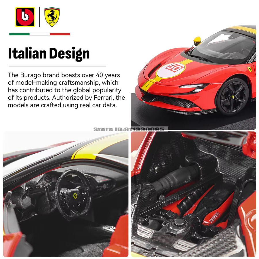 Bburago Ferrari FXXK Evo 296 GTB SF90 488 GTB SP1, Modellfahrzeug, 1:18, Metall - Bild 4