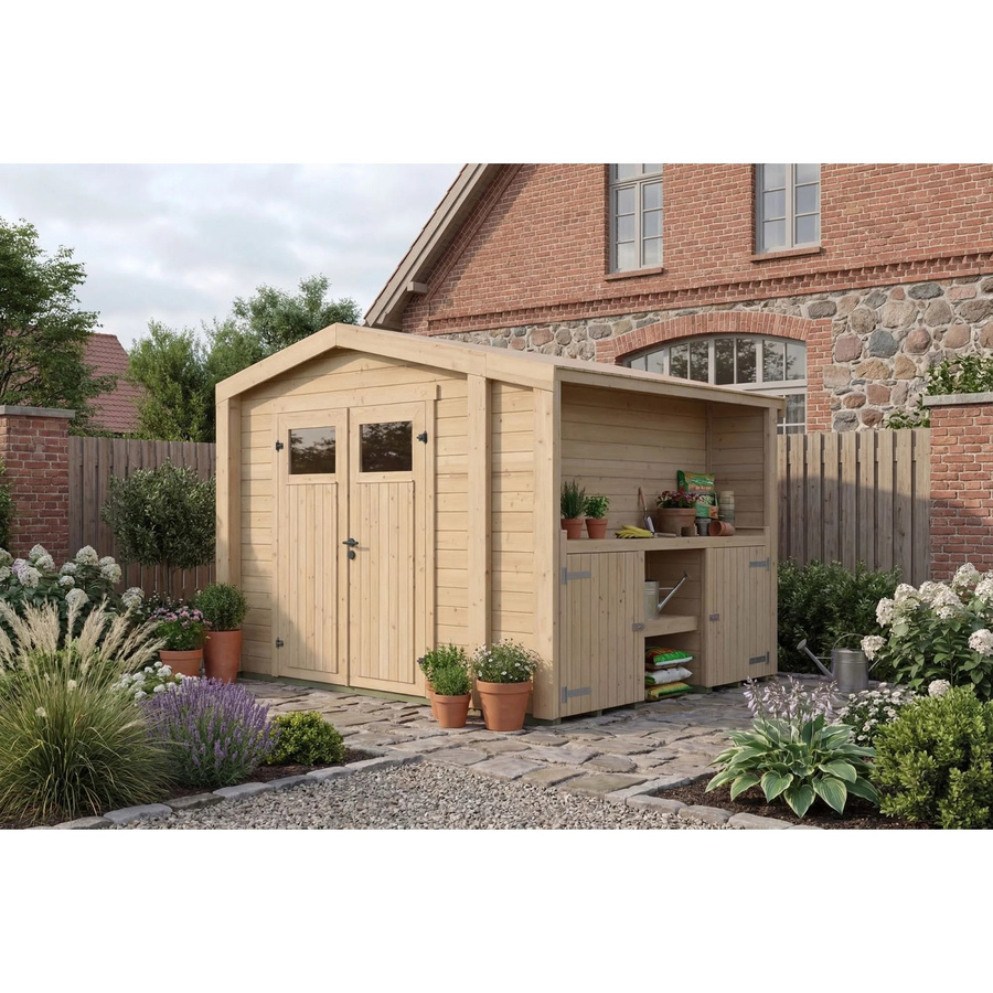 Weka Gartenhaus Killarney in Naturfarben Braun B/T/H: 300 x 300 x 241 cm - Bild 2