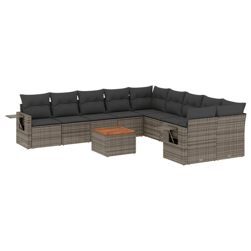 Vidaxl Gartenmöbel-Set aus grauem Polyrattan und Akazie mit 11-teiligem Kissen-Set - Bild 2