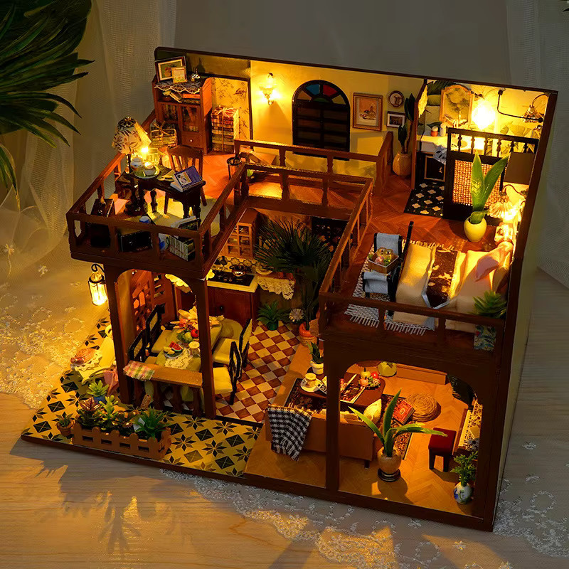 StartCabin DIY Mini Holz Puppenhaus Möbel Set mit Licht Kit in Multicolour - Bild 2