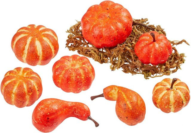 HobbyFun Kürbisse mit Moos Herbst Ergänzung Orange Styropor - Bild 1