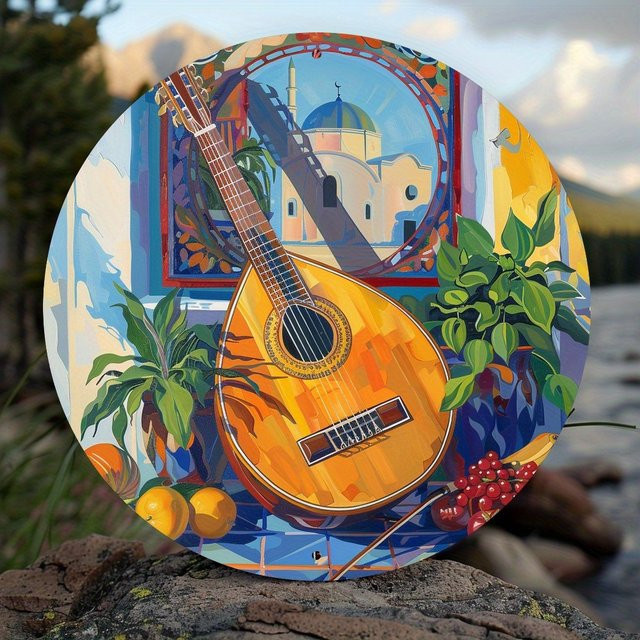 CIFBUY Metall-Wandschild Griechische Bouzouki Dekoration aus Eisen in Mehrfarbig für Garten, Bar und Fenster - Bild 1