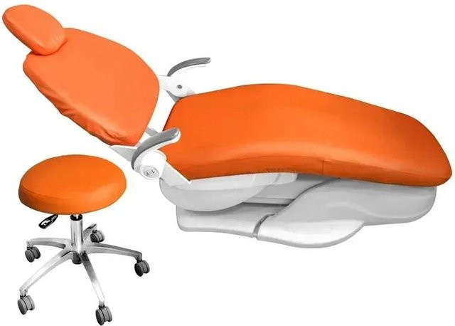 4er-Set Yiran Health & Beauty Zahnarztstuhl Sitzbezüge aus elastischem PU-Leder, wasserdicht, Orange - Bild 1